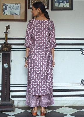 2 Pc Mauve Readymade Silk Kurti Set - Indian Silk House Agencies