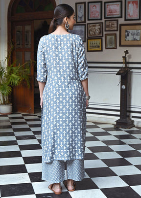 2 Pc Grey Readymade Silk Kurti Set - Indian Silk House Agencies