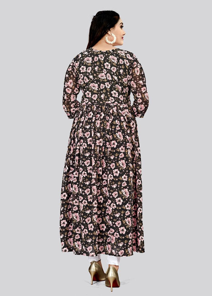 Black Readymade Cotton Long Kurti - Indian Silk House Agencies