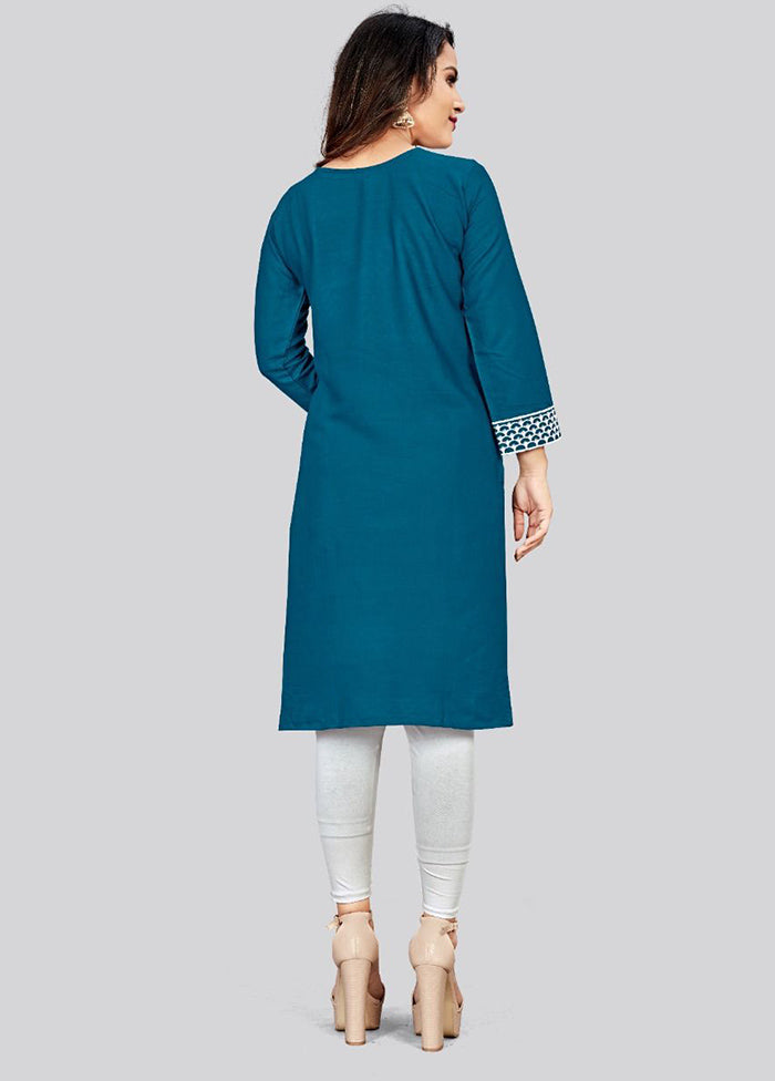 Blue Readymade Cotton Long Kurti - Indian Silk House Agencies