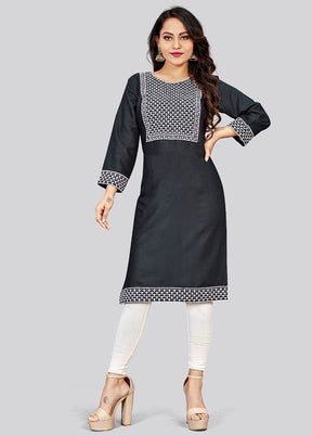 Black Readymade Cotton Long Kurti - Indian Silk House Agencies