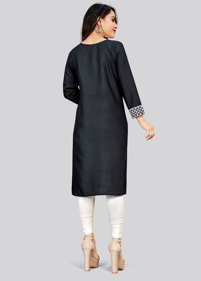 Black Readymade Cotton Long Kurti - Indian Silk House Agencies