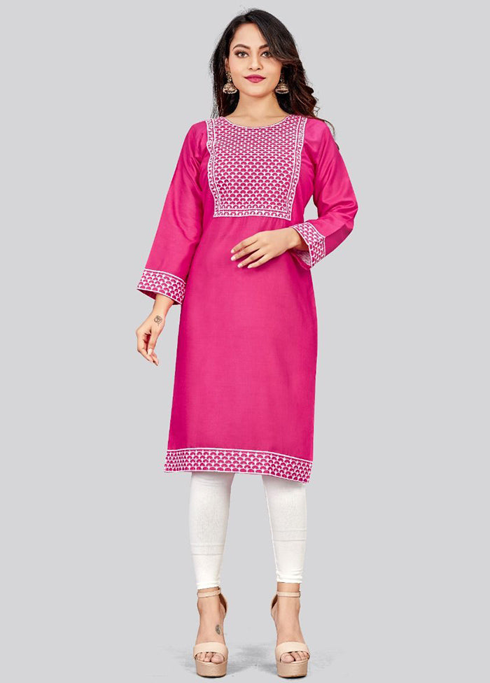 Pink Readymade Cotton Long Kurti - Indian Silk House Agencies