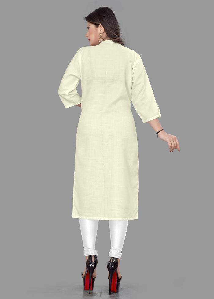 Off White Readymade Cotton Kurti