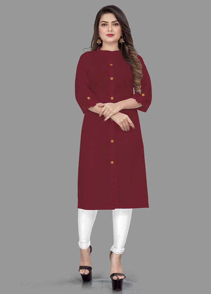 Maroon Readymade Cotton Kurti - Indian Silk House Agencies