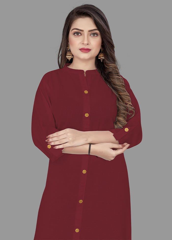 Maroon Readymade Cotton Kurti - Indian Silk House Agencies