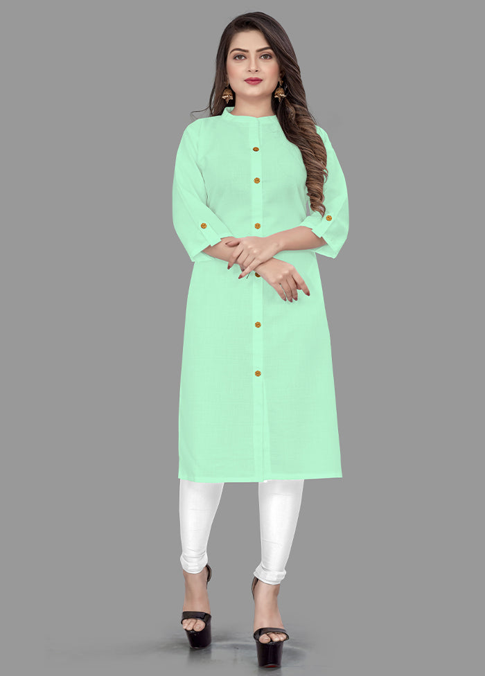 Sea Green Readymade Cotton Kurti