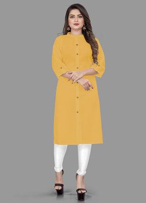 Yellow Readymade Cotton Kurti