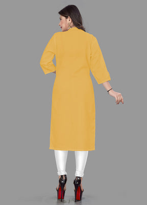 Yellow Readymade Cotton Kurti