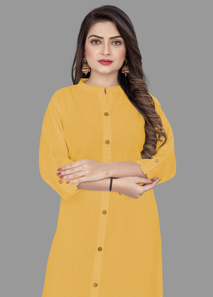 Yellow Readymade Cotton Kurti