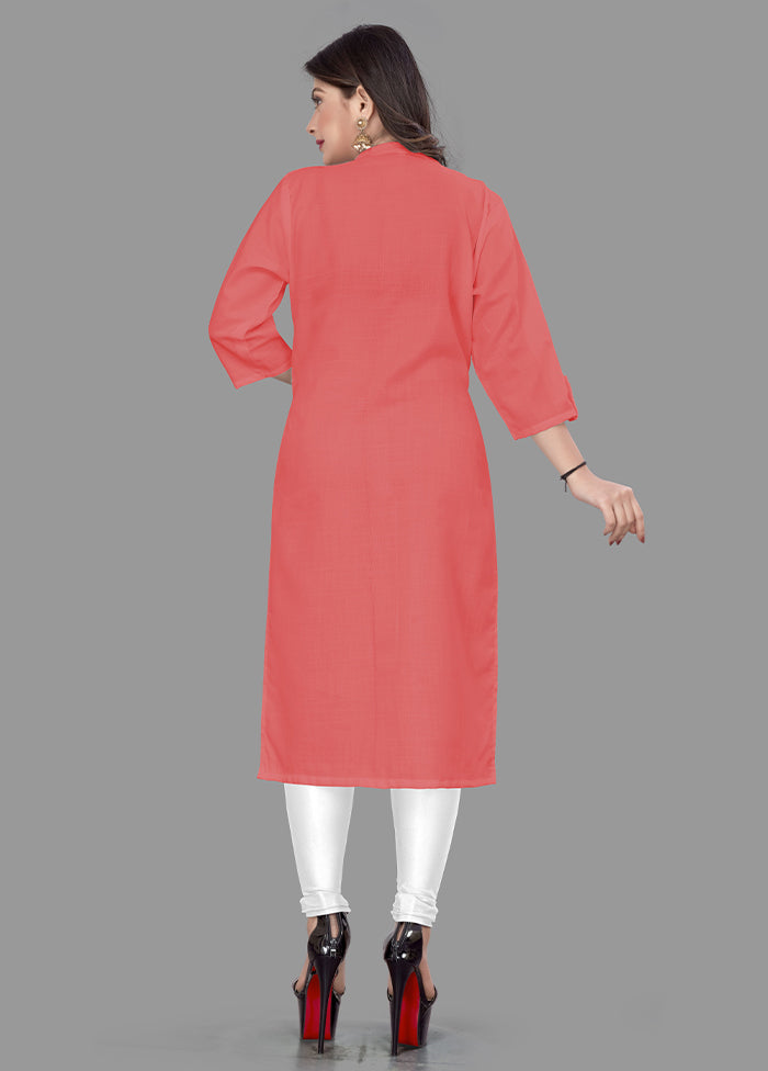 Peach Readymade Cotton Kurti - Indian Silk House Agencies