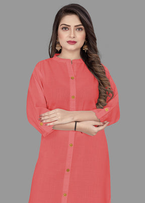 Peach Readymade Cotton Kurti - Indian Silk House Agencies