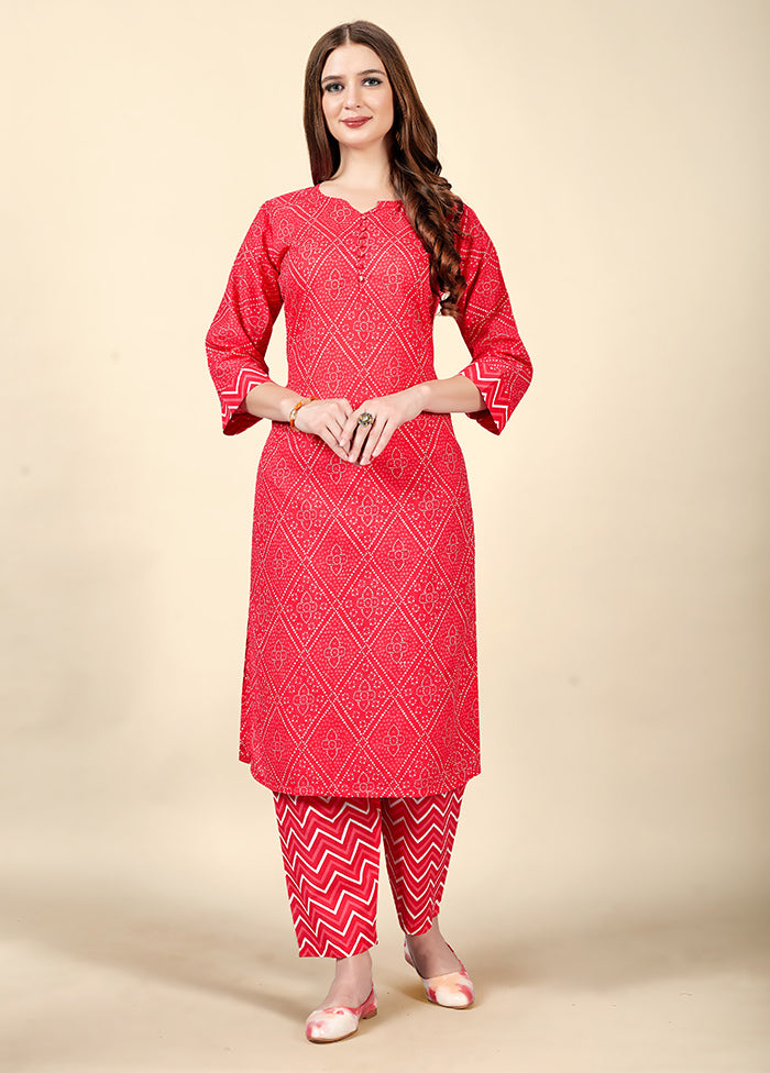 2 Pc Pink Readymade Cotton Kurti Set - Indian Silk House Agencies