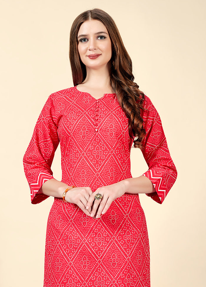 2 Pc Pink Readymade Cotton Kurti Set - Indian Silk House Agencies