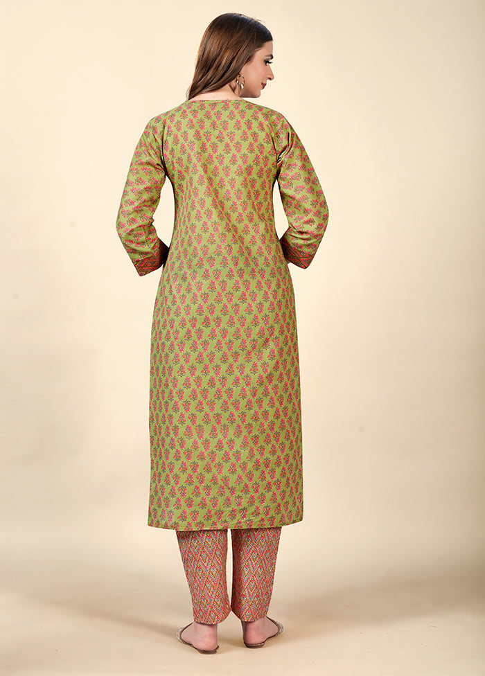 2 Pc Green Readymade Cotton Kurti Set - Indian Silk House Agencies