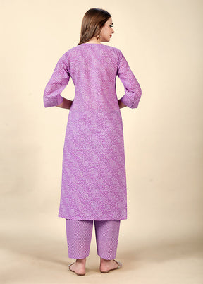 2 Pc Purple Readymade Cotton Kurti Set - Indian Silk House Agencies