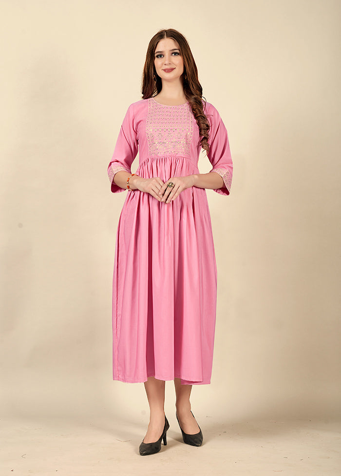 Pink Readymade Cotton Kurti - Indian Silk House Agencies