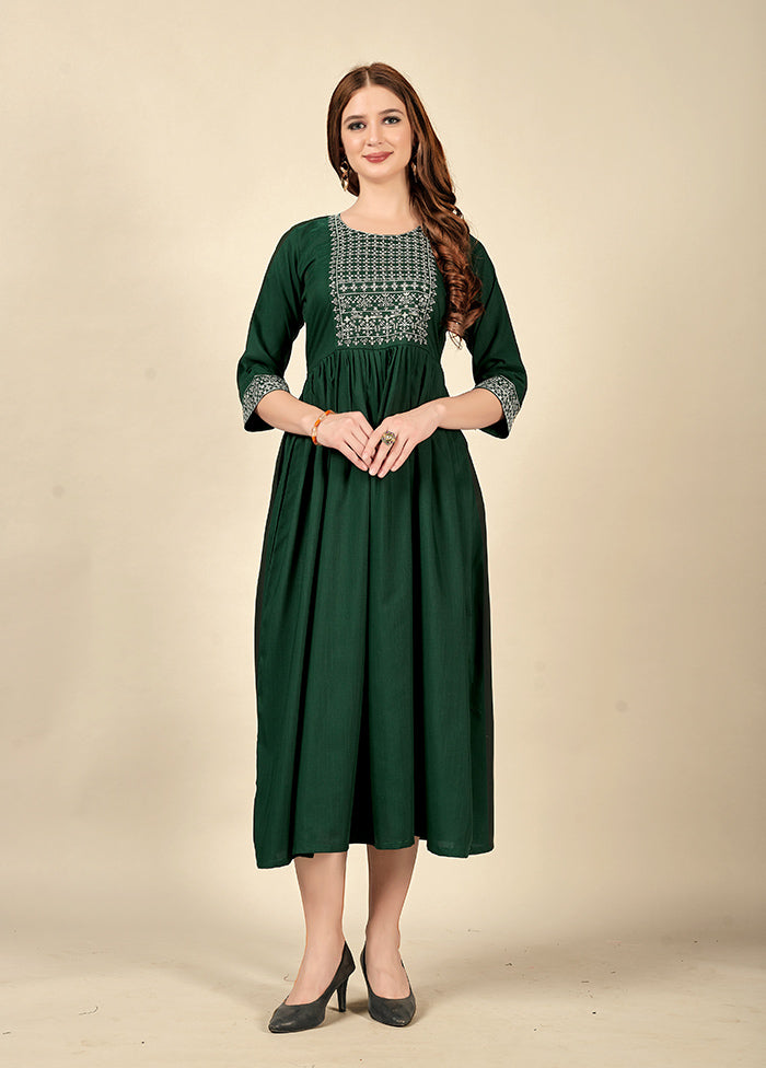 Green Readymade Cotton Kurti - Indian Silk House Agencies