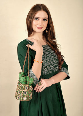 Green Readymade Cotton Kurti - Indian Silk House Agencies