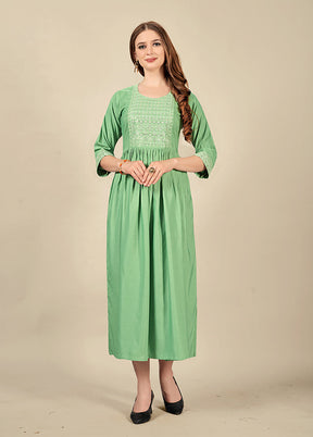 Pista Green Readymade Cotton Kurti - Indian Silk House Agencies