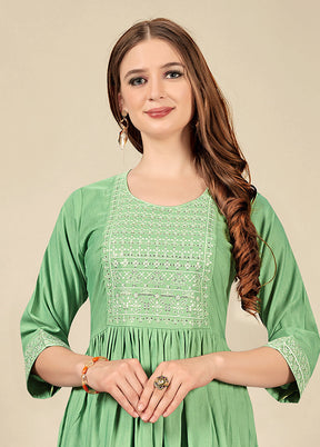 Pista Green Readymade Cotton Kurti - Indian Silk House Agencies