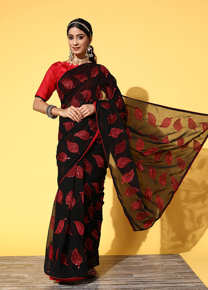 Black Georgette Saree With Blouse Piece - Indian Silk House Agencies