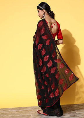 Black Georgette Saree With Blouse Piece - Indian Silk House Agencies