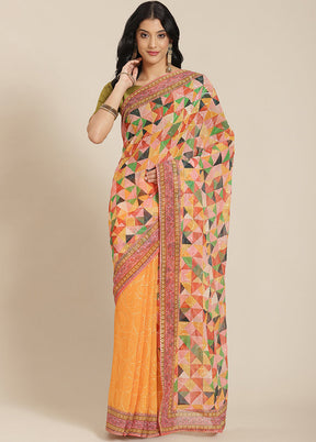 Mustard Georgette Saree With Blouse Piece - Indian Silk House Agencies