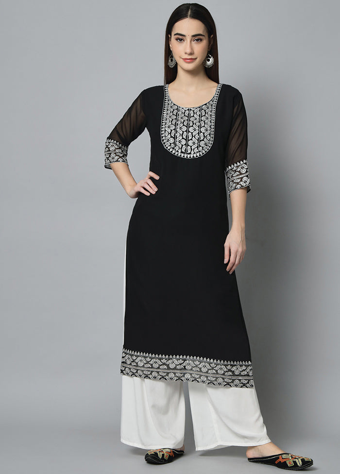 Black Readymade Georgette Kurti - Indian Silk House Agencies