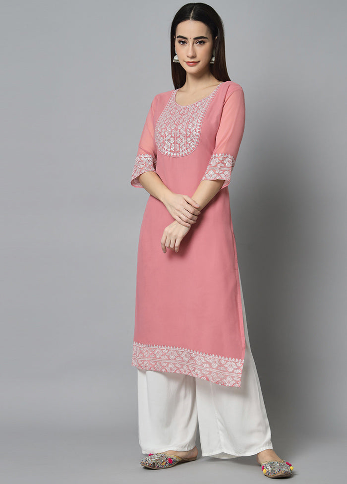 Pink Readymade Georgette Kurti - Indian Silk House Agencies