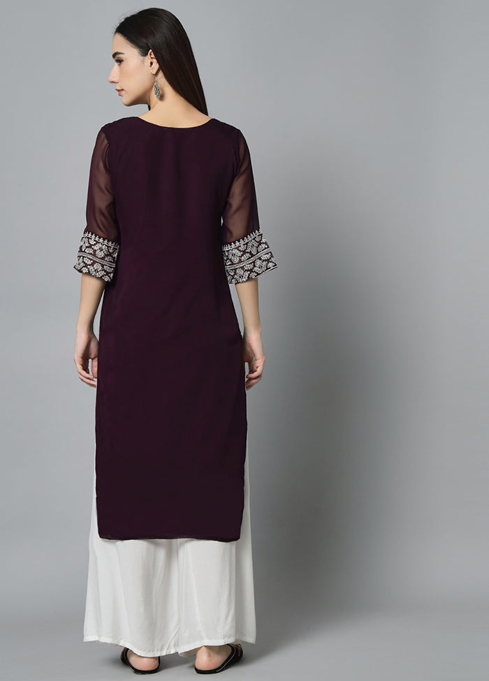 Wine Readymade Georgette Kurti - Indian Silk House Agencies