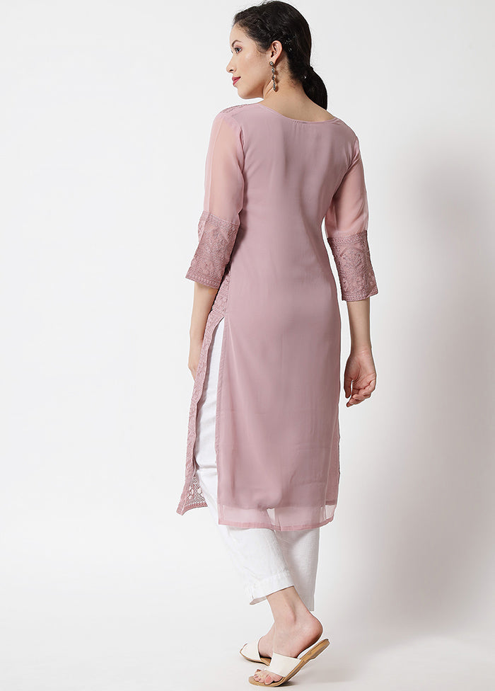 Purple Readymade Georgette Chikankari Kurti - Indian Silk House Agencies