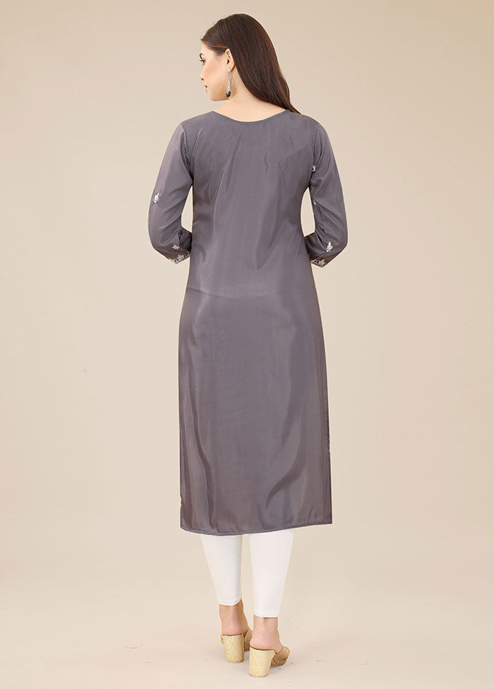 Grey Readymade Silk Kurti