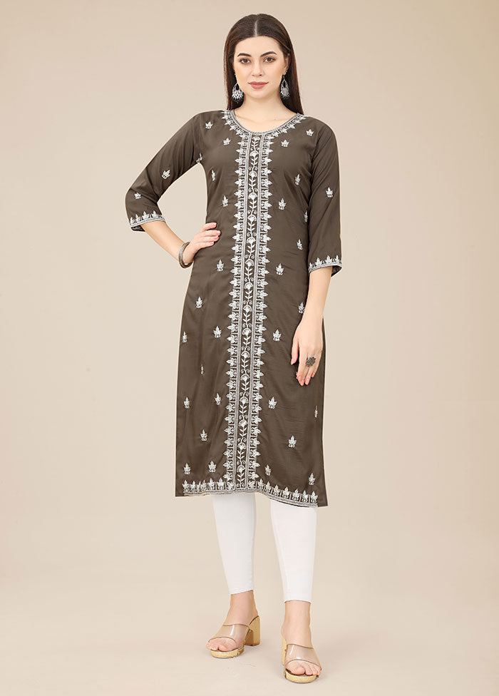 Brown Readymade Silk Kurti - Indian Silk House Agencies