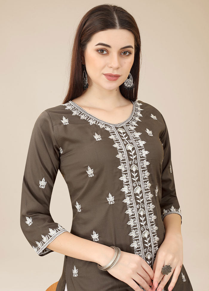 Brown Readymade Silk Kurti - Indian Silk House Agencies