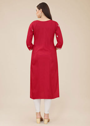 Maroon Readymade Silk Chikankari Kurti
