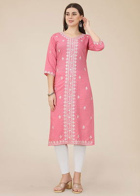 Pink Readymade Silk Kurti