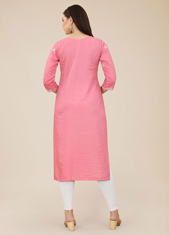 Pink Readymade Silk Kurti