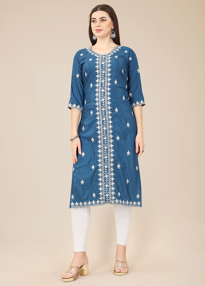 Blue Readymade Silk Kurti