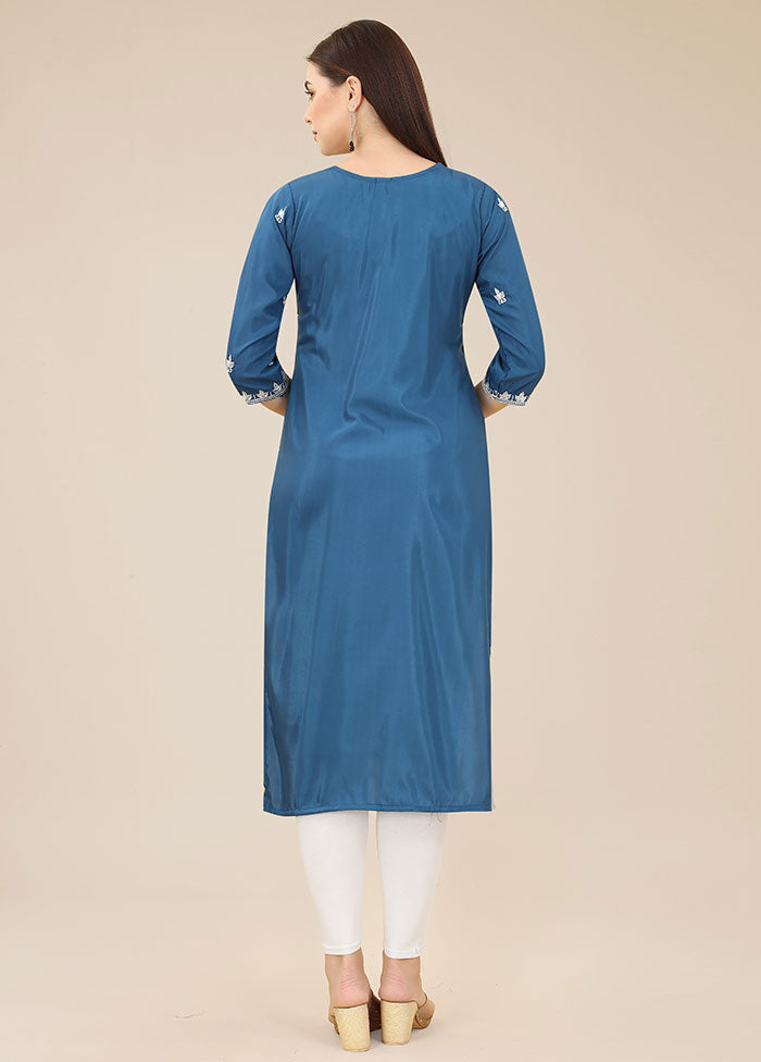 Blue Readymade Silk Kurti