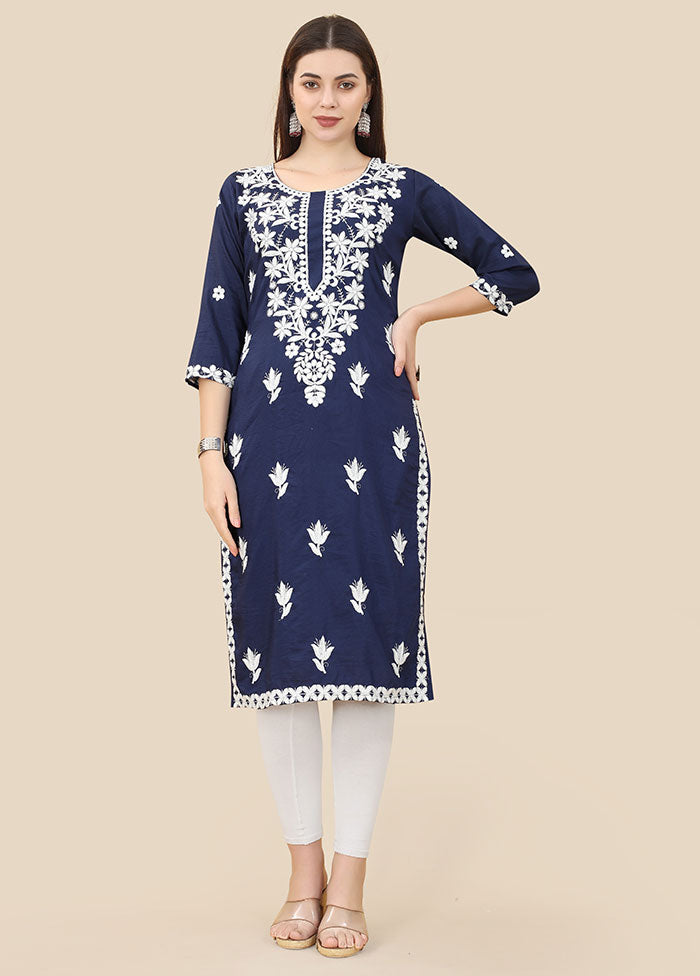 Blue Readymade Silk Kurti