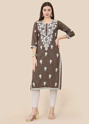 Brown Readymade Silk Kurti - Indian Silk House Agencies