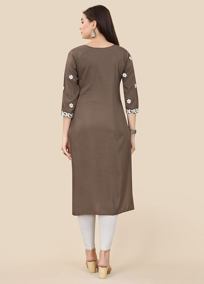 Brown Readymade Silk Kurti - Indian Silk House Agencies