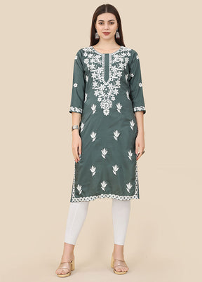 Grey Readymade Silk Kurti