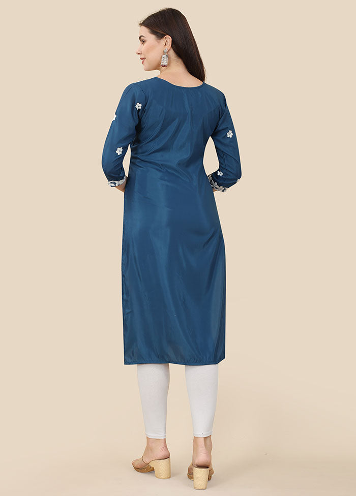 Blue Readymade Silk Kurti