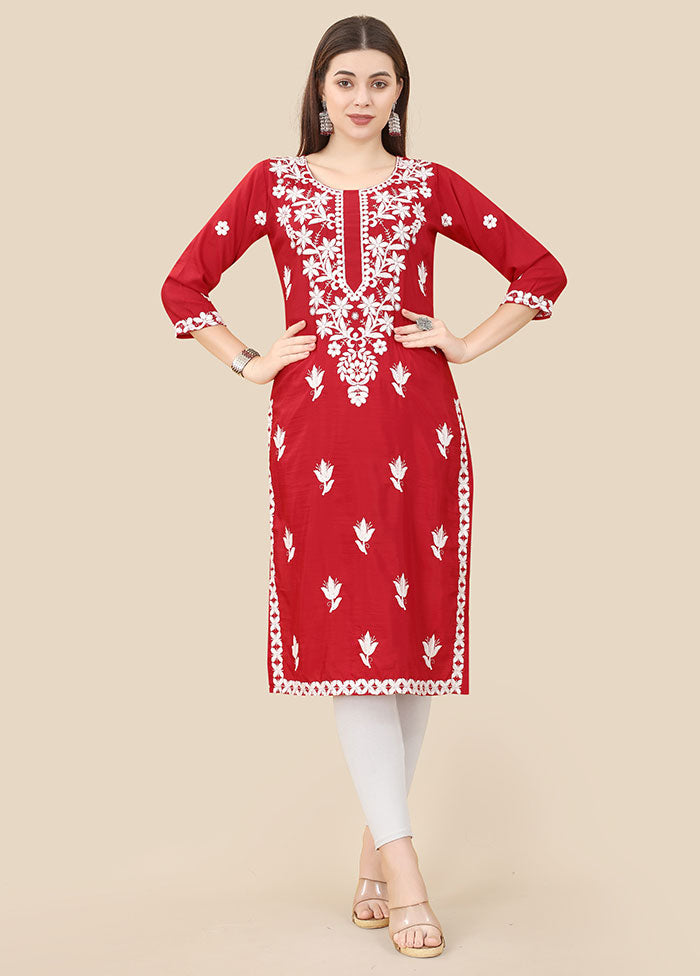 Maroon Readymade Silk Kurti - Indian Silk House Agencies