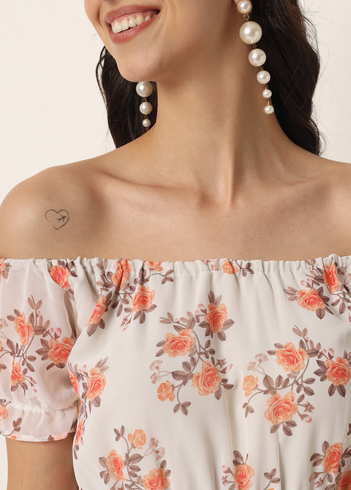 Off White Readymade Georgette Kurti - Indian Silk House Agencies