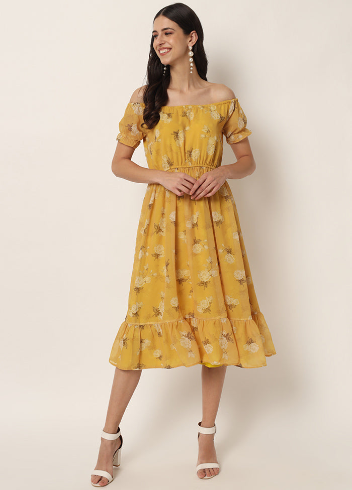 Mustard Readymade Georgette Kurti - Indian Silk House Agencies