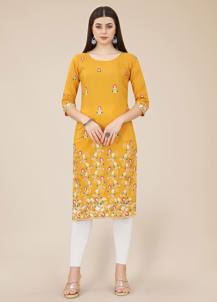 Yellow Readymade Silk Kurti - Indian Silk House Agencies