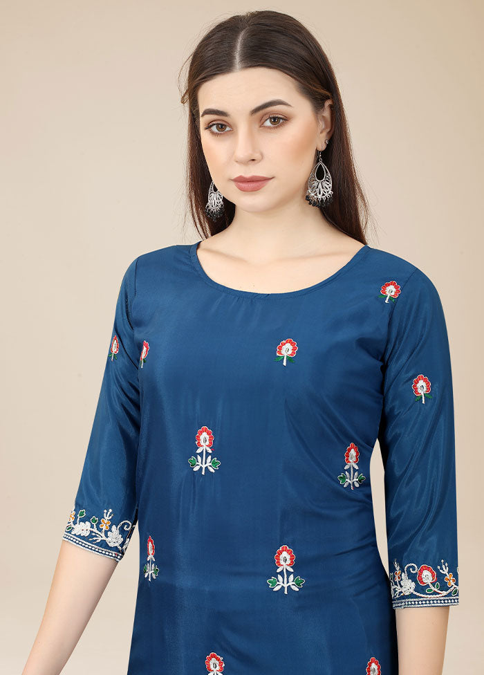 Blue Readymade Silk Kurti - Indian Silk House Agencies